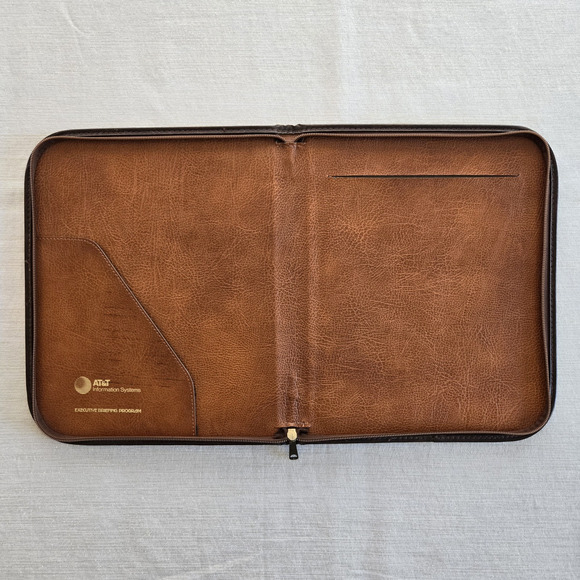 Vintage Portfolio Organizer Brown Leatherette Executive Brief Program AT&T 1983 - Picture 5 of 14